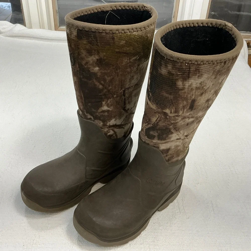 Cabelas Instinct Zonz Woodlands 9mm Neoprene Hunting Boots‎ Brown Camo Womens 6